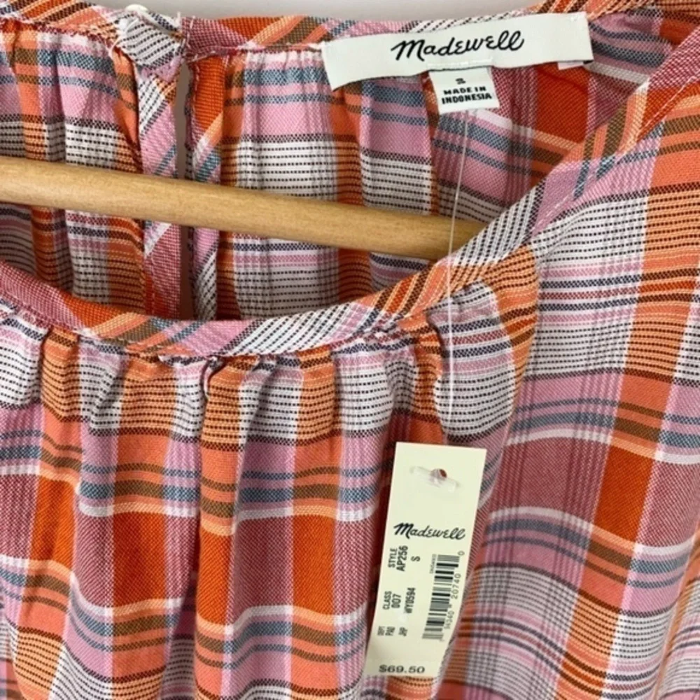NWT Madewell Shirred Neck Boxy Top June Hero Plaid Size Small - Picture 10 of 14